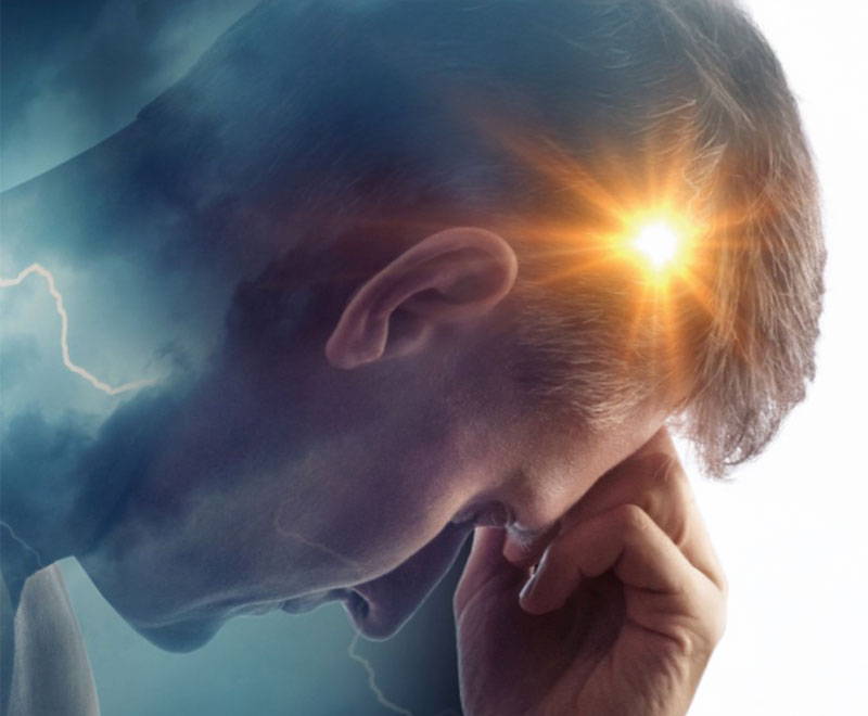 illustration of man with pain in his head