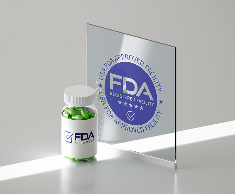 Photo of bottle of pills that say "FDA approved"