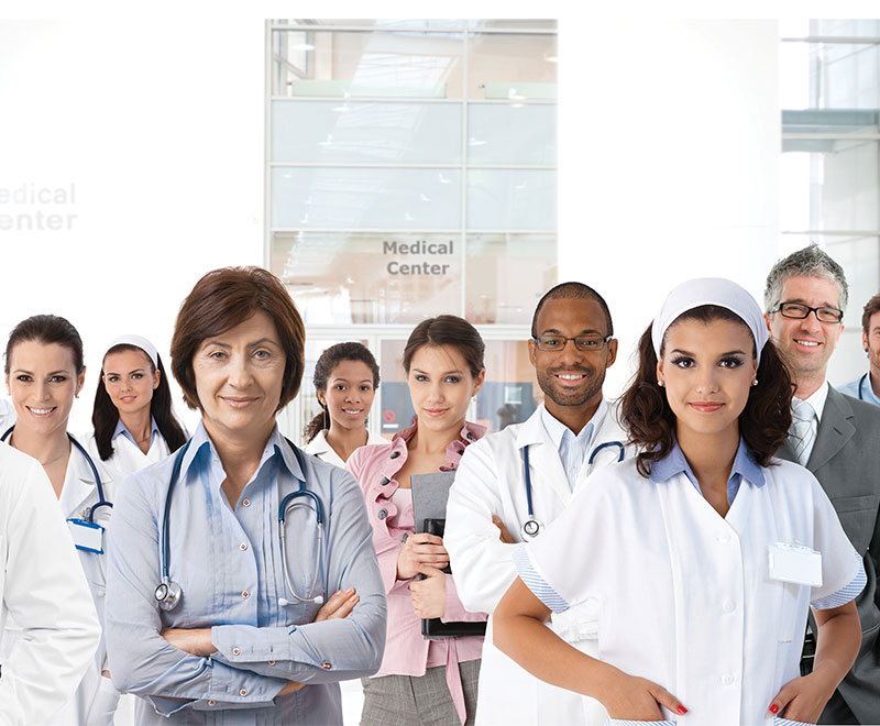 Photo of healthcare professionals, men and women