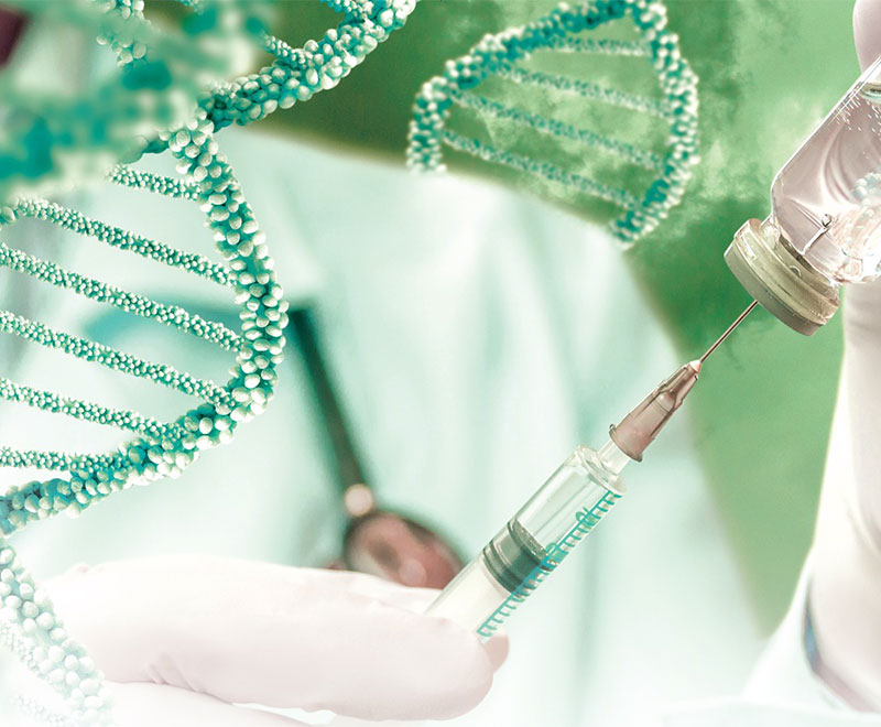 Illustration of DNA and syringe