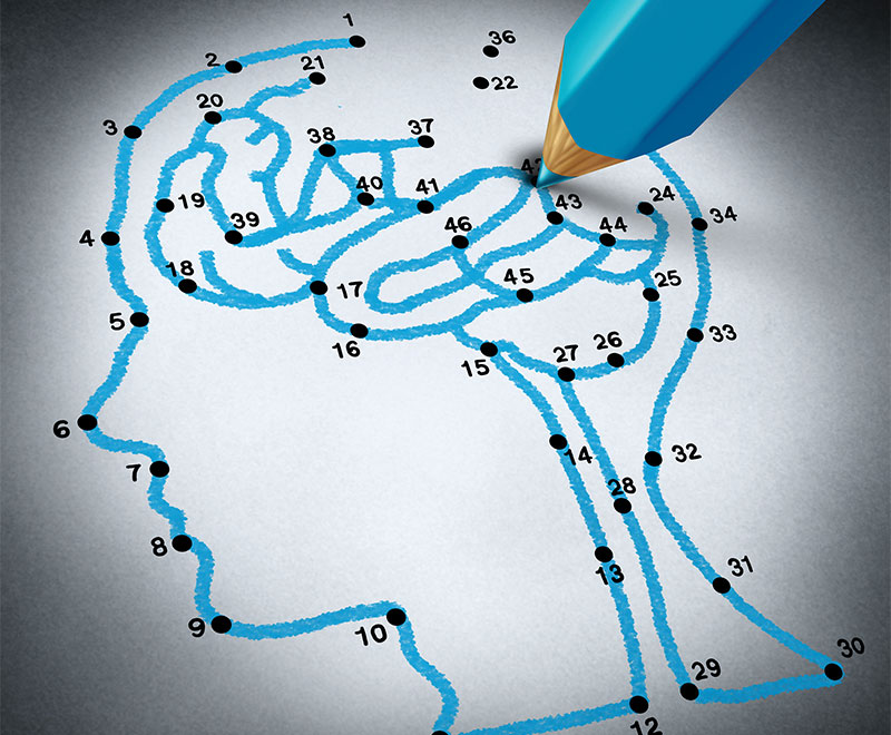 Photo of a dot-to-dot of a human head/brain
