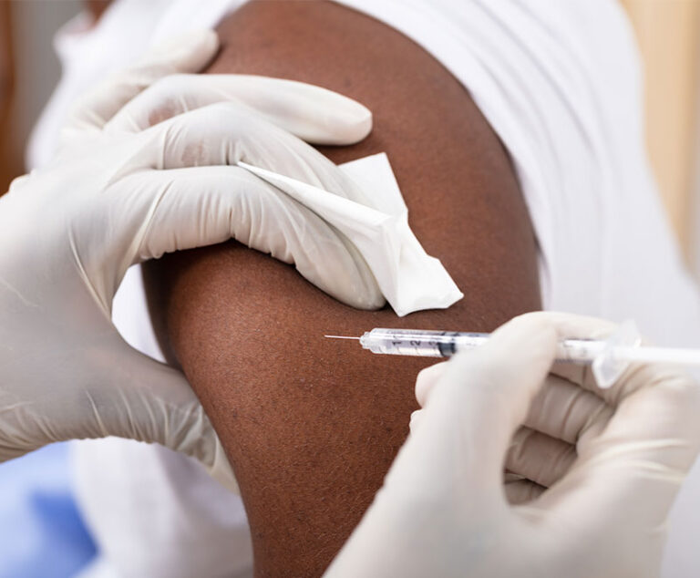 Photo of a patient receiving SCIG treatment