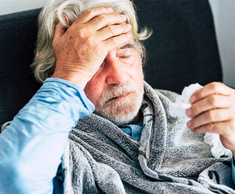 Man suffering from influenza