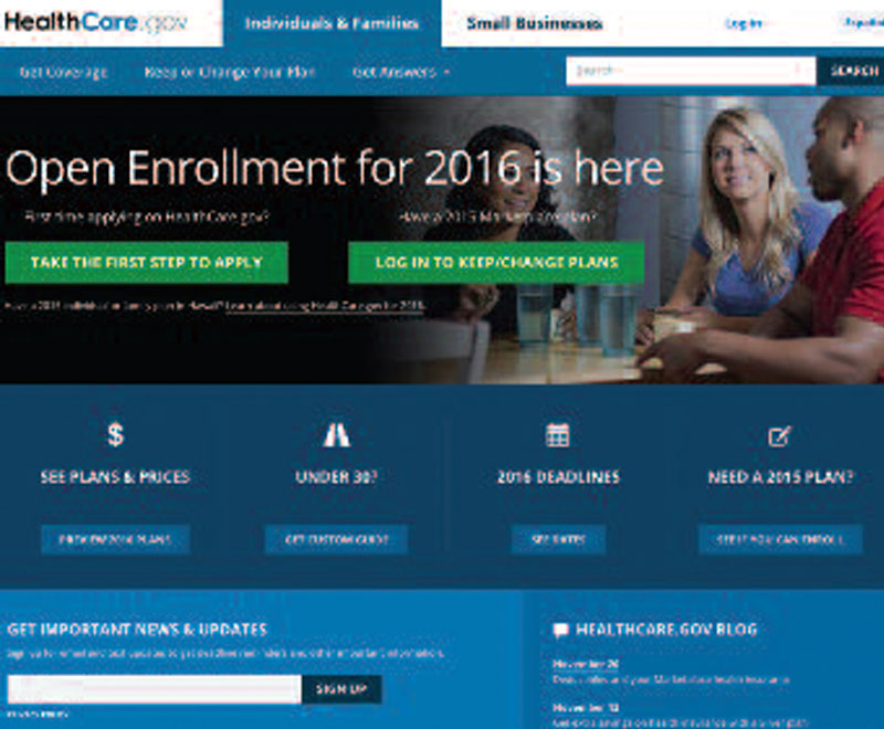 picture of healthcare.gov website