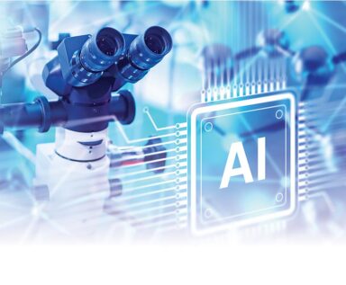 AI concept art with microscope.